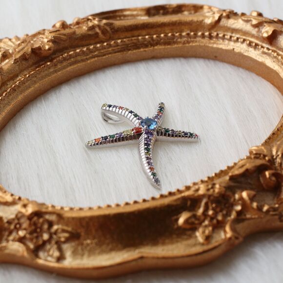 Spinel Gemstone Cluster Necklace, Crystals Pendent, 925 Sterling Silver - Picture 3 of 8